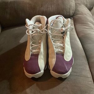 Purple and White Jordan 13’s